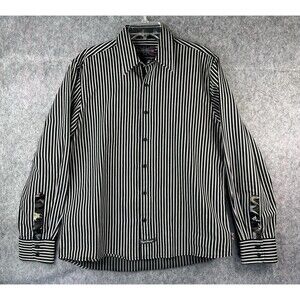 English Laundry Christopher Wick Black Striped Long Sleeve Button Shirt Size XL
